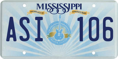 MS license plate ASI106