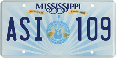 MS license plate ASI109