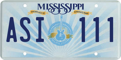MS license plate ASI111