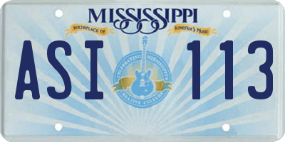 MS license plate ASI113