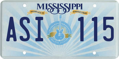 MS license plate ASI115