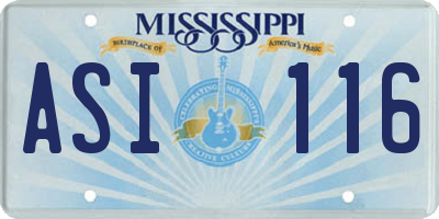 MS license plate ASI116