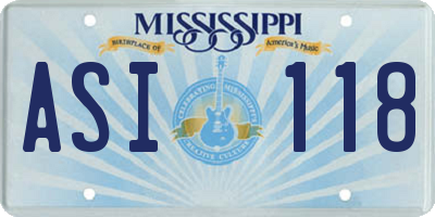 MS license plate ASI118