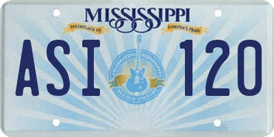 MS license plate ASI120