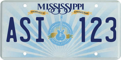 MS license plate ASI123
