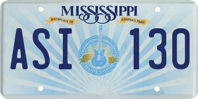 MS license plate ASI130