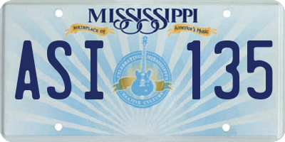 MS license plate ASI135