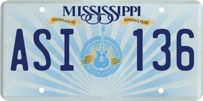 MS license plate ASI136
