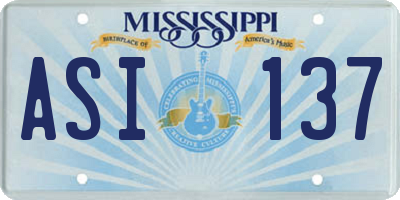 MS license plate ASI137
