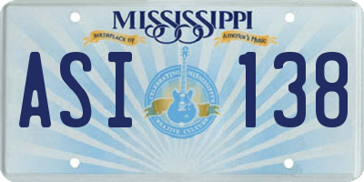 MS license plate ASI138