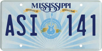 MS license plate ASI141