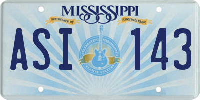 MS license plate ASI143