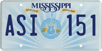 MS license plate ASI151