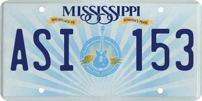 MS license plate ASI153