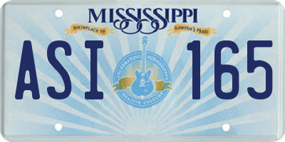 MS license plate ASI165