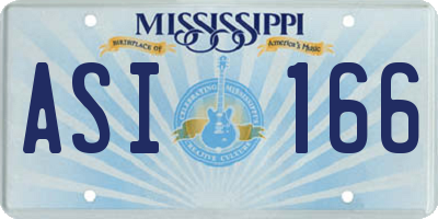 MS license plate ASI166