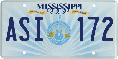 MS license plate ASI172