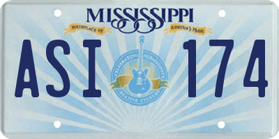 MS license plate ASI174