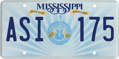 MS license plate ASI175