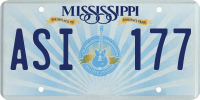 MS license plate ASI177