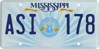 MS license plate ASI178