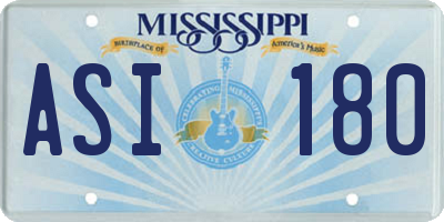 MS license plate ASI180