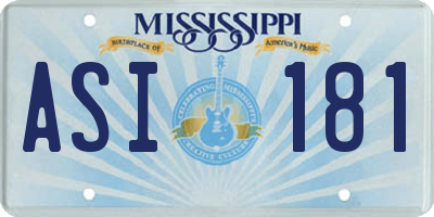 MS license plate ASI181