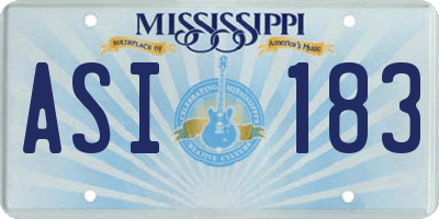 MS license plate ASI183