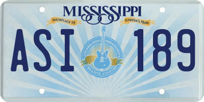 MS license plate ASI189