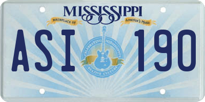 MS license plate ASI190