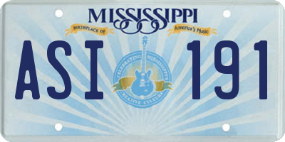 MS license plate ASI191