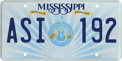 MS license plate ASI192