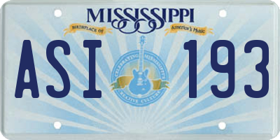 MS license plate ASI193