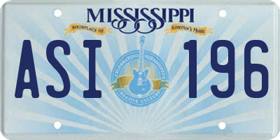 MS license plate ASI196