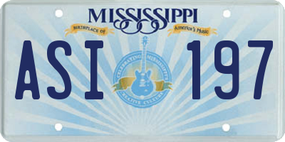 MS license plate ASI197