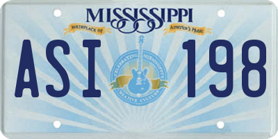 MS license plate ASI198