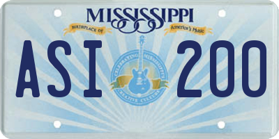 MS license plate ASI200