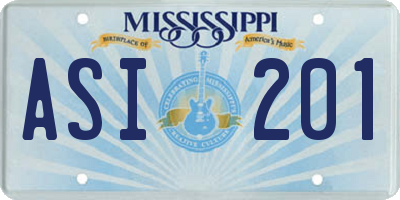MS license plate ASI201