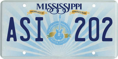 MS license plate ASI202