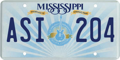 MS license plate ASI204