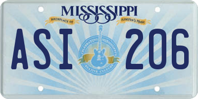 MS license plate ASI206