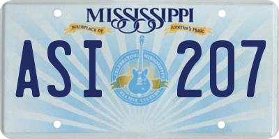 MS license plate ASI207