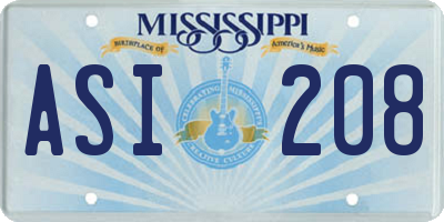 MS license plate ASI208