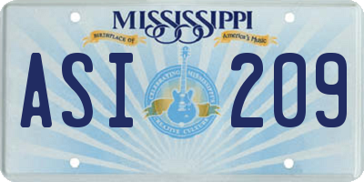 MS license plate ASI209