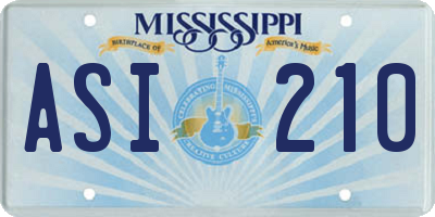 MS license plate ASI210