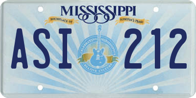 MS license plate ASI212