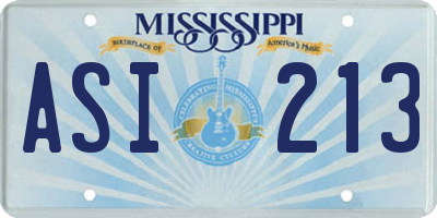 MS license plate ASI213