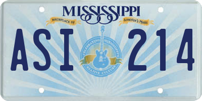 MS license plate ASI214