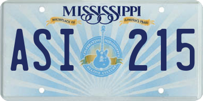 MS license plate ASI215
