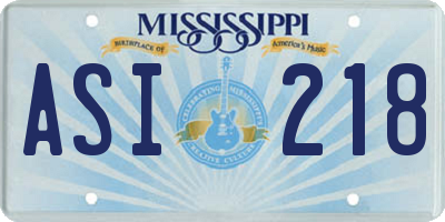 MS license plate ASI218